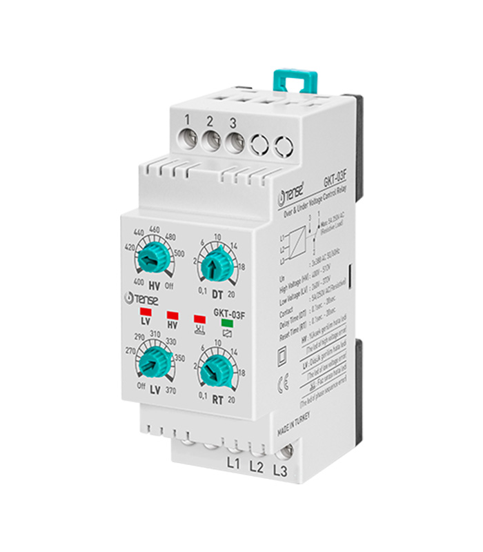 Relais de contrôle tension triphasé à séquence de phase réglable